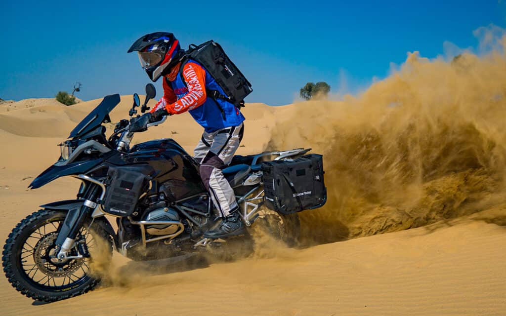 BMW 1200GS riding in sand
