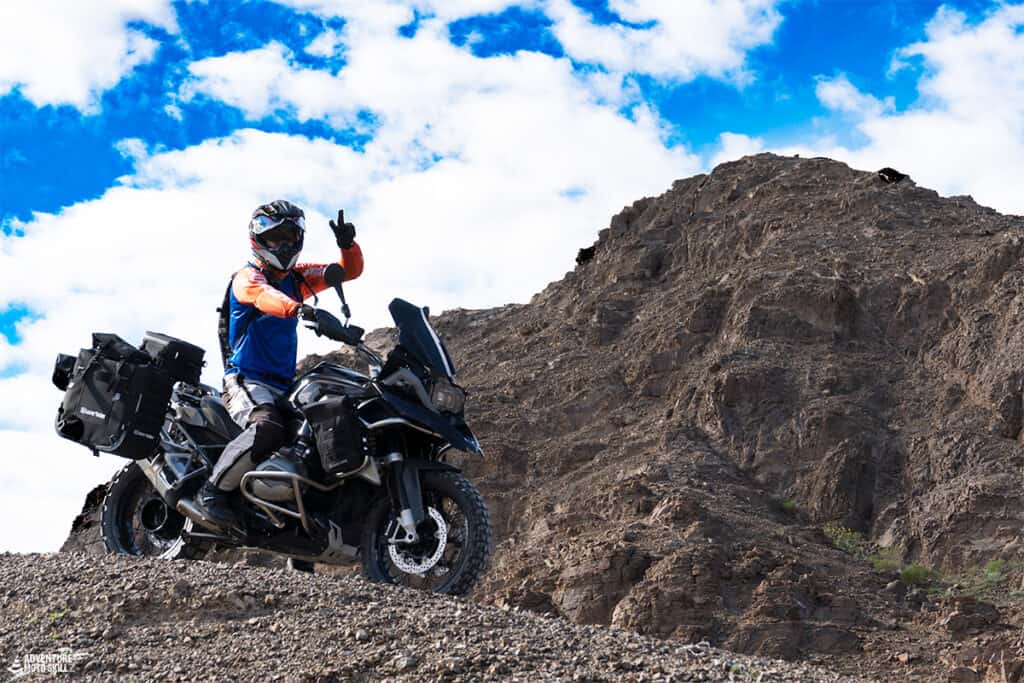 BMR1200GS and rider in the mountains