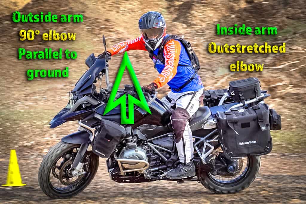 Proper cornering body posture for off-road motorcycle riding