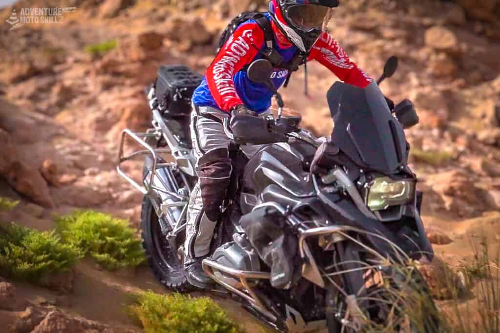ADV motorcycle and rider off-road