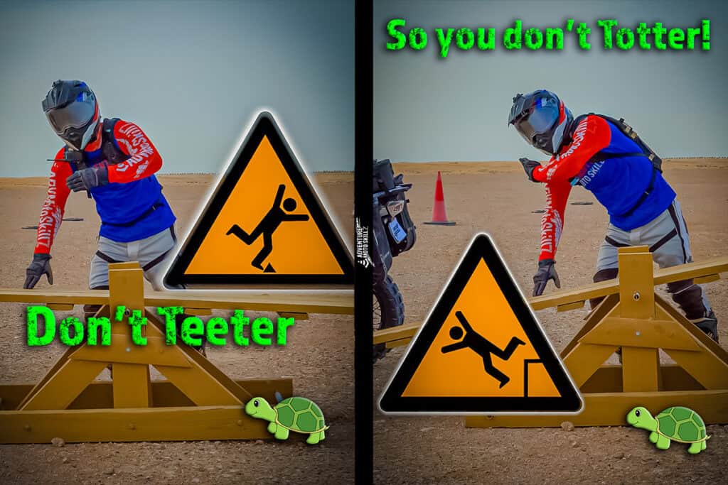 photo highlighting the risk associated with ridng a motorcycle on a tetter totter