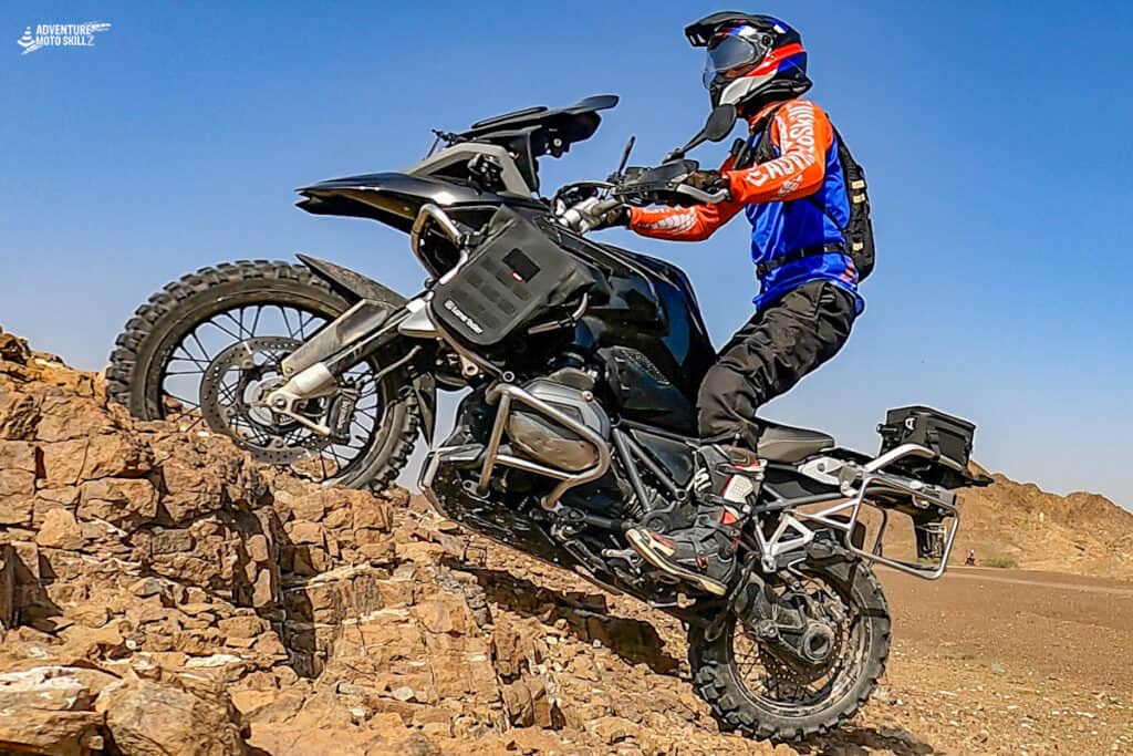 BMW R1200GS traveling uphill off-road